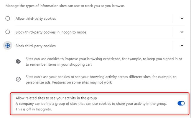 Do you want to allow related sites to see your activity in the group?