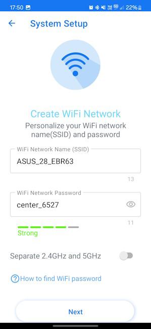 Enter the name and password for your Wi-Fi