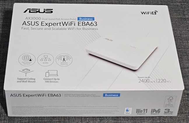 The packaging for ASUS ExpertWiFi EBA63