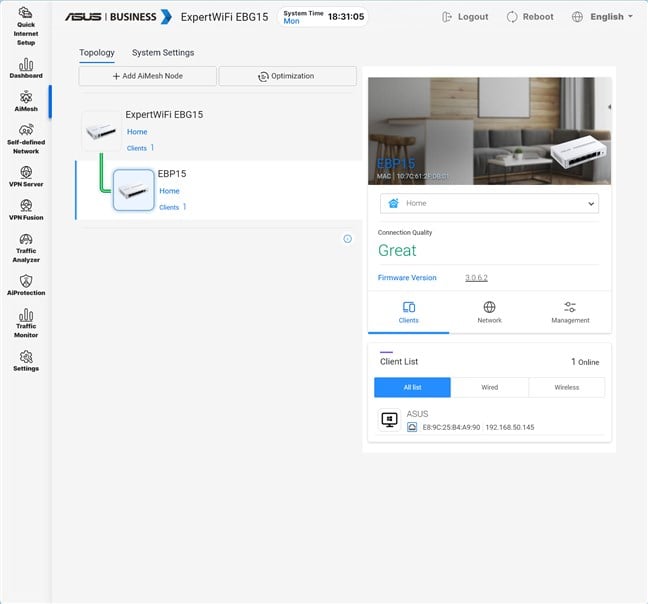 Adding ASUS ExpertWiFi EBP15 to the network