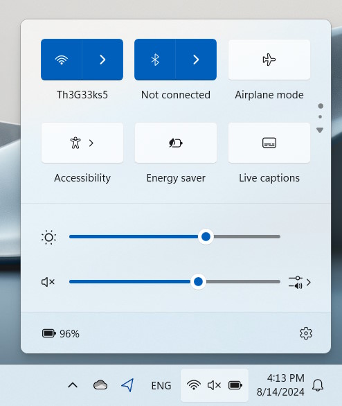 Windows Studio Effects is missing from Quick Settings