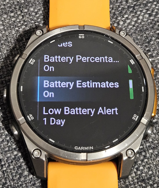 Setting up the battery on the Garmin Fenix 8