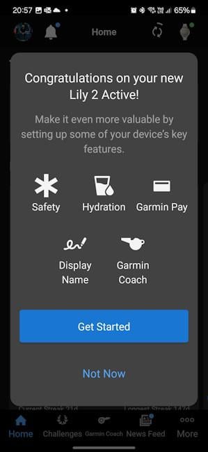 It's a good idea to set up Garmin Pay, Safety, and other features