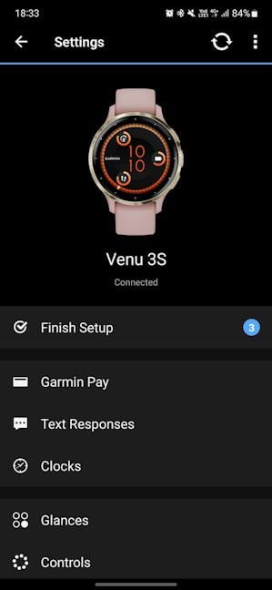 Finishing the setup of my Garmin Venu 3S