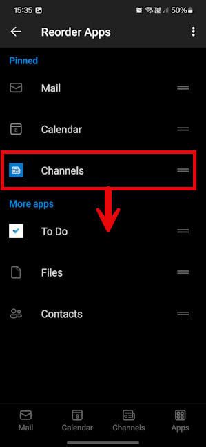 Drag Channels to More apps