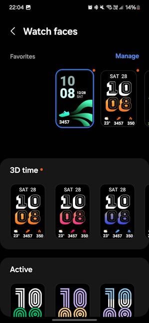 Choosing the watch face