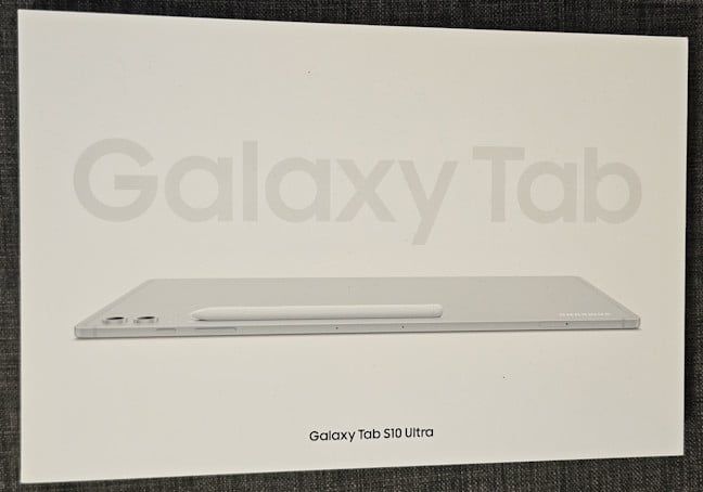 The packaging for the Samsung Galaxy Tab S10 Ultra is minimalistic