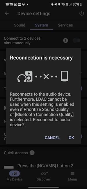 LDAC cannot be used with multipoint connections