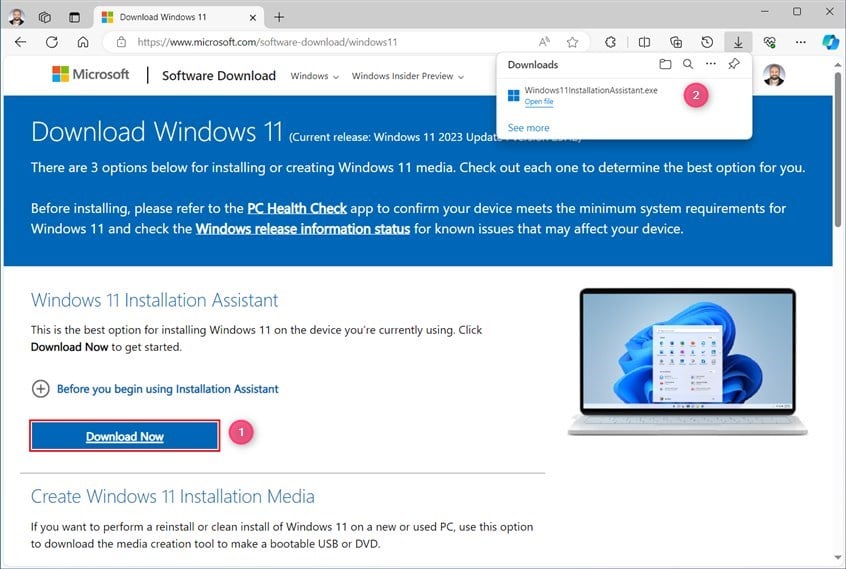 Downloading the Windows 11 Installation Assistant