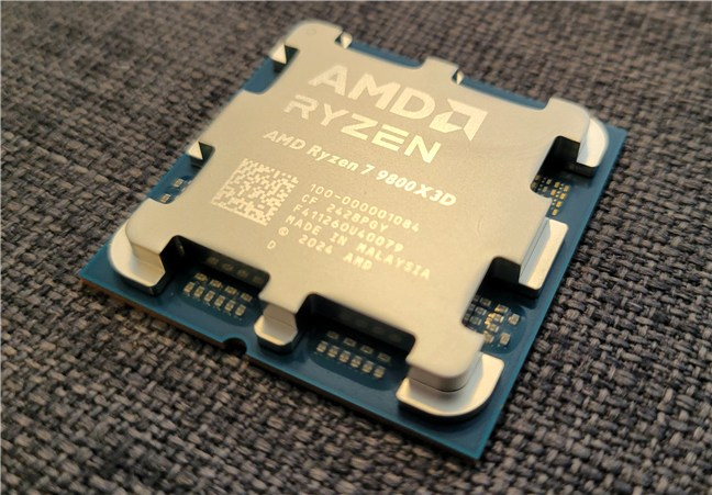 A closeup of the AMD Ryzen 7 9800X3D