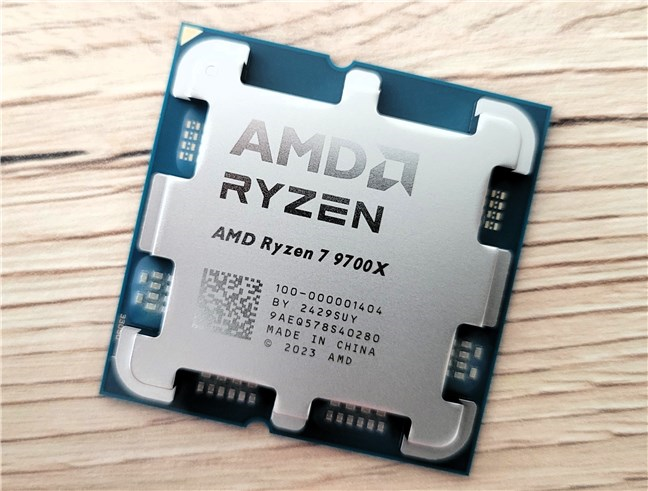 A closeup of the AMD Ryzen 7 9700X