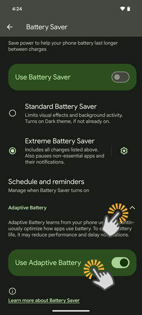 Turn on the Use Adaptive Battery switch