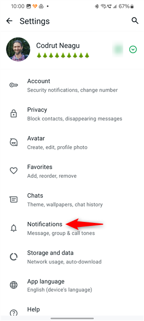 Go to WhatsApp's Notifications