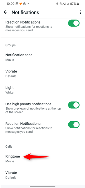 Tap Ringtone in WhatsApp's Notifications Settings