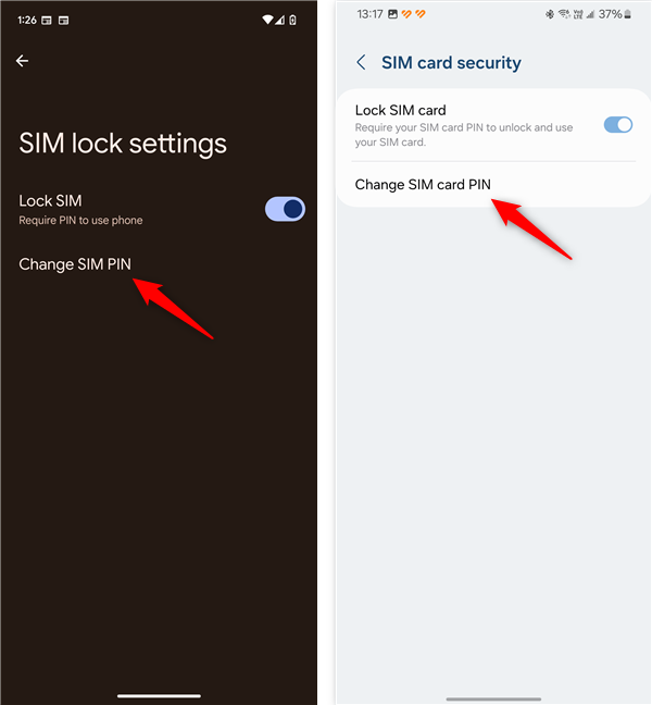 How to change the SIM PIN in Android