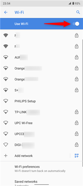 Make sure the Use Wi-Fi switch is on and connect to the desired network