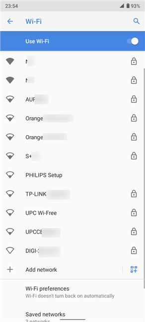 Press on a network's name to connect to it