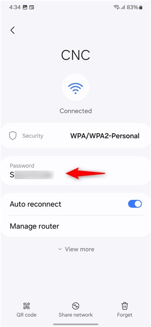 See the Wi-Fi password on a Samsung Galaxy