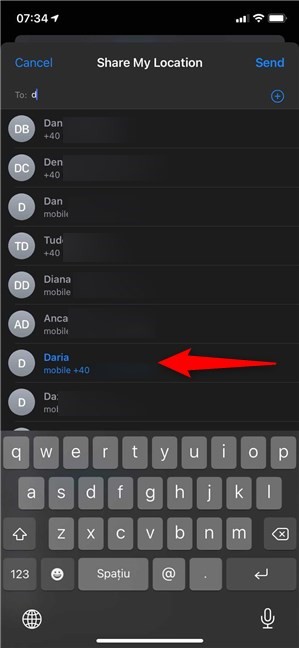 Select one or more highlighted contacts