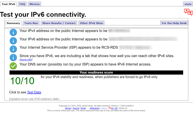 Test your IPv6 settings