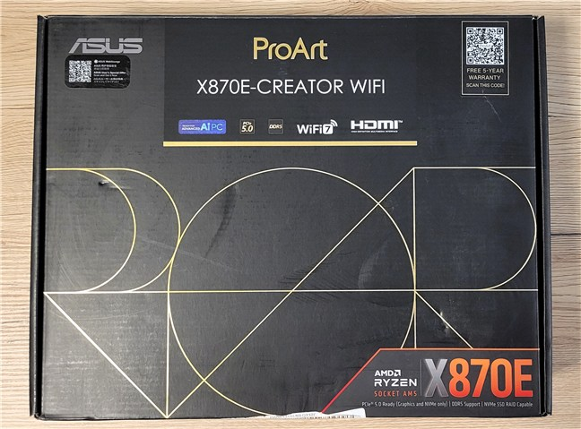 The packaging for ASUS ProArt X870E-CREATOR WIFI looks pretty good