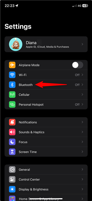 Access the Bluetooth Settings on iPhone