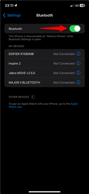 How to enable Bluetooth on iPhone