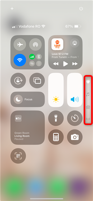 There are four default tabs in the iOS 18 Control Center