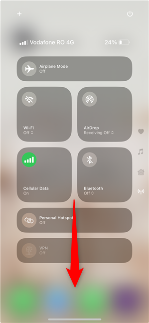 Swipe down to access the previous tab in the Control Center