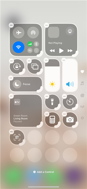 Enter editing mode to customize the Control Center on iPhone