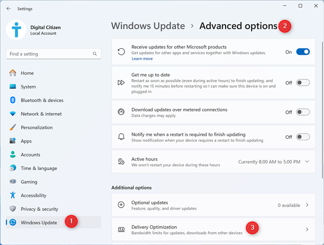 Go to Settings > Windows Update > Advanced options > Delivery Optimization