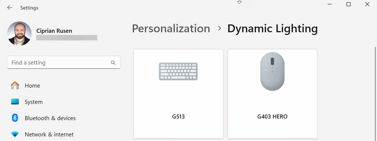 How to change the RGB settings in Windows 11 with Dynamic Lighting