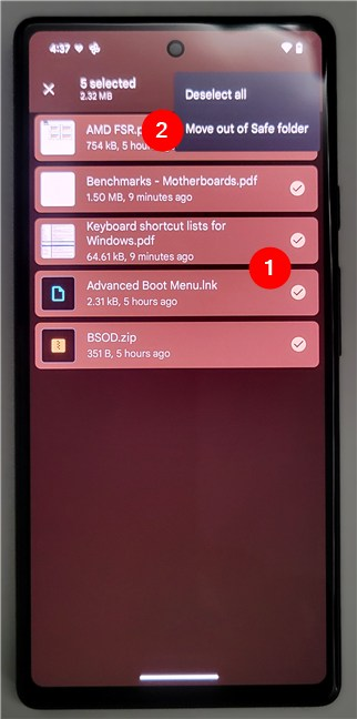 Tap Move out of Safe folder