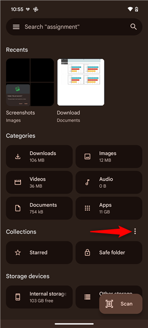 Tap the three-dot button next to Collections