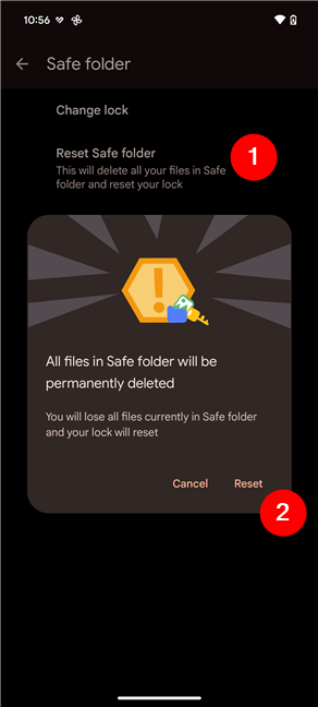 How to reset the Safe folder on Android