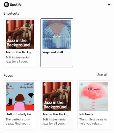 The Spotify panel in Focus sessions