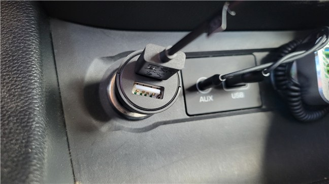 The 12-volt charge has two USB-A ports