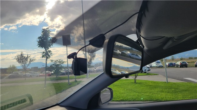 The Garmin Dash Cam X310 mounted on my car's windshield