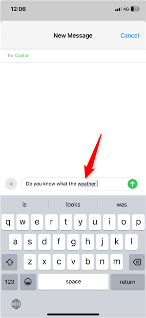 Tap on an underlined word to change an auto-correct on iPhone