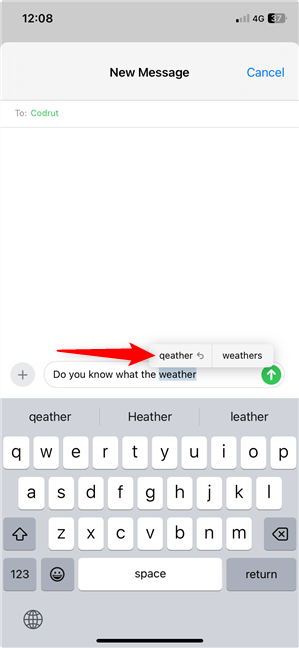 How to change an autocorrect on the iPhone to something else