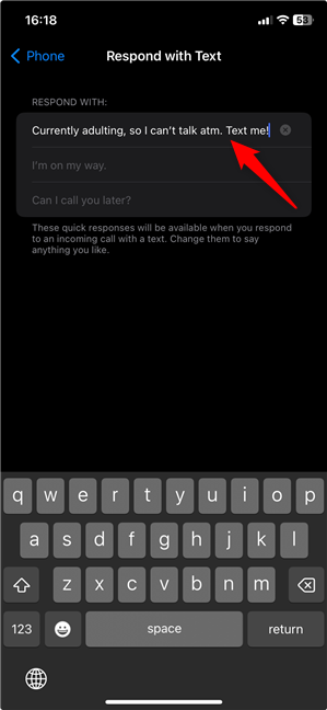 How to customize text message responses on an iPhone
