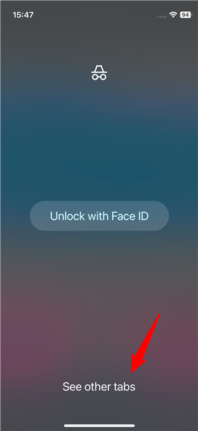 Tap See other tabs to switch to the standard non-incognito tabs