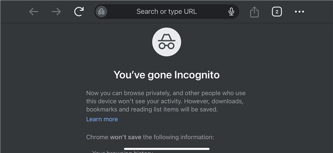 Incognito mode in Google Chrome