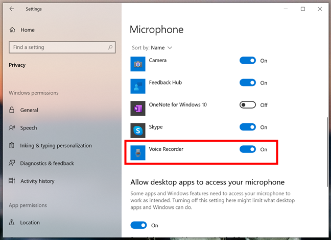 An app that has access to the mic in Windows 10