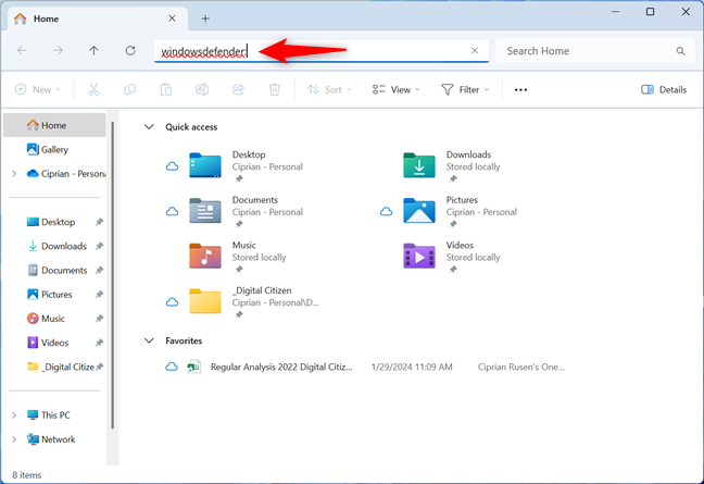 Opening Windows Security from File Explorer in Windows 11