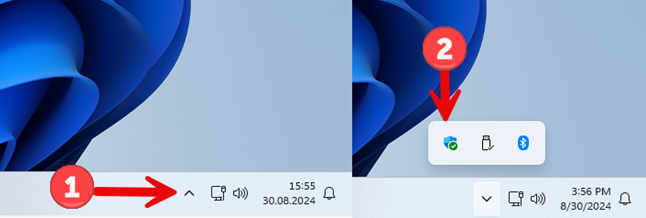 Opening Windows Security from the system tray in Windows 11
