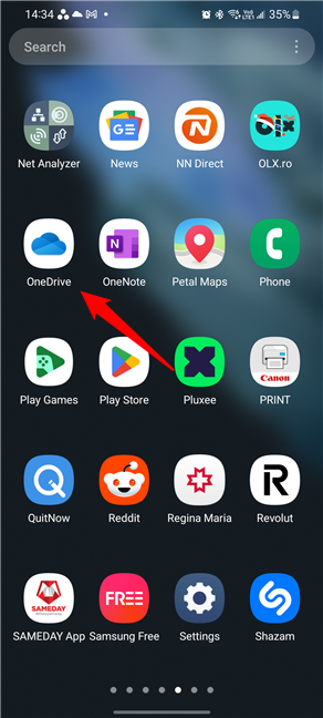 Open the OneDrive app in Android