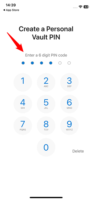 Create a Personal Vault PIN in iOS