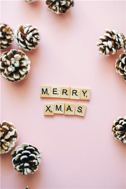 Merry Xmas Text On Wooden Scrabble Tiles by Leeloo The First