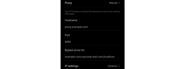 Proxy settings